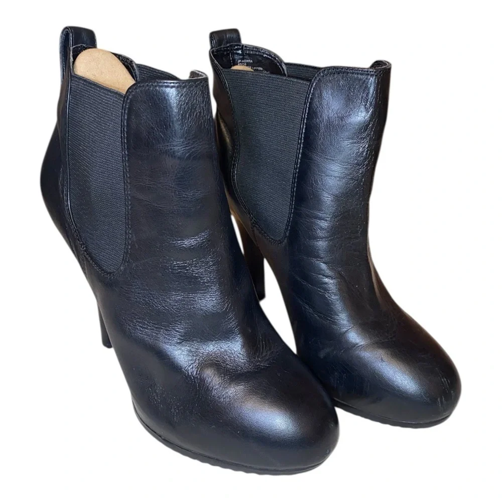 JESSICA SIMPSON “Kerra” Genuine Leather High Heel Boots in Black Size 8M - Picture 2 of 9